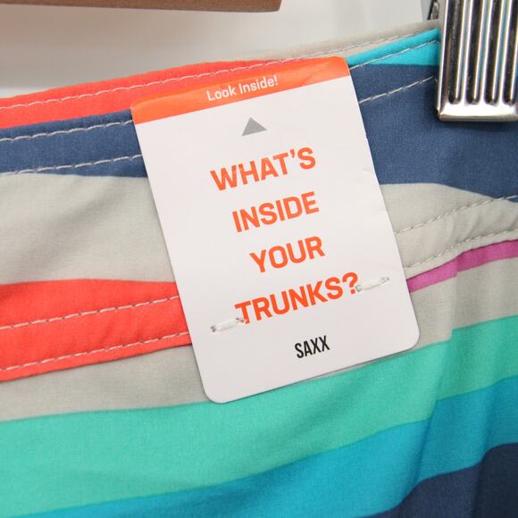 SAXX Swim Trunks Multicolor Striped Board Shorts Betawave Quick Dry Size 34 NWT - Picture 11 of 15